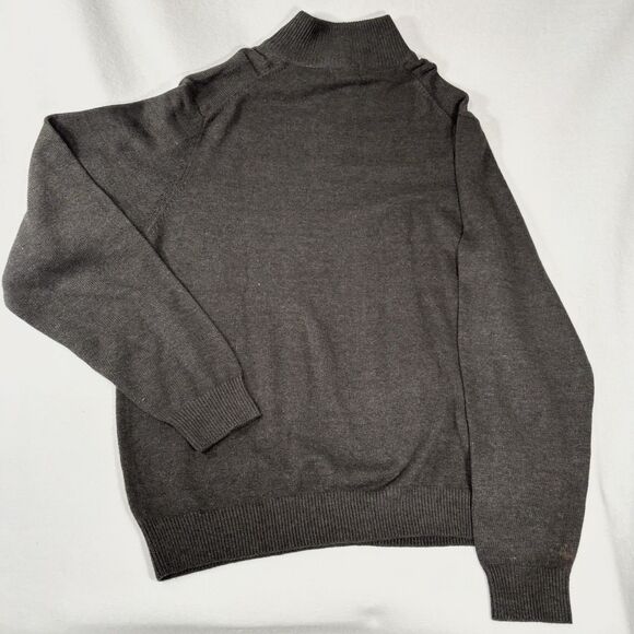 ARROW Cable Knit Sweater Gray Mock Neck w Buttons Thick Warm Pullover - Picture 5 of 9